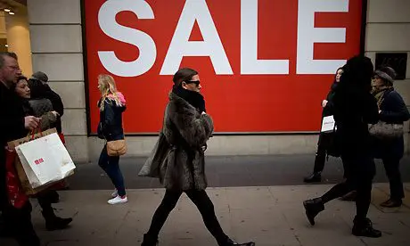 Sale sign on Oxford Street in London