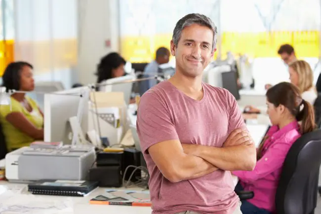 worker in casual dress code