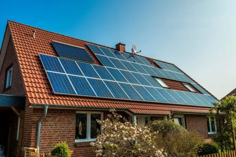 solar panels on house roof