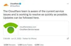 A major outage at content delivery network Cloudflare caused hundreds of websites across the internet to stop working and return a '500 Internal Server error' message this morning.