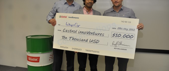 WhipCar co-founders winning the innaugural Castrol 2020 Challenge