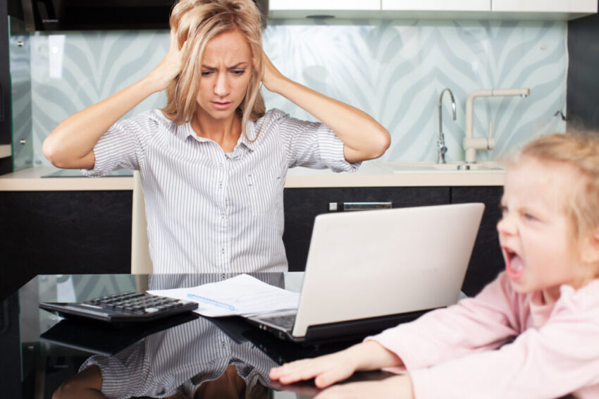 Stressed woman at home