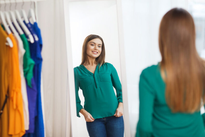 woman in front of the mirror