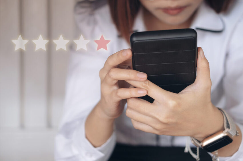 Customer review rating business concept,