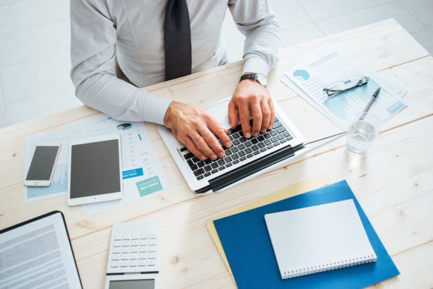 Businessman working at desk