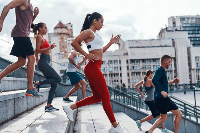 people exercising outside