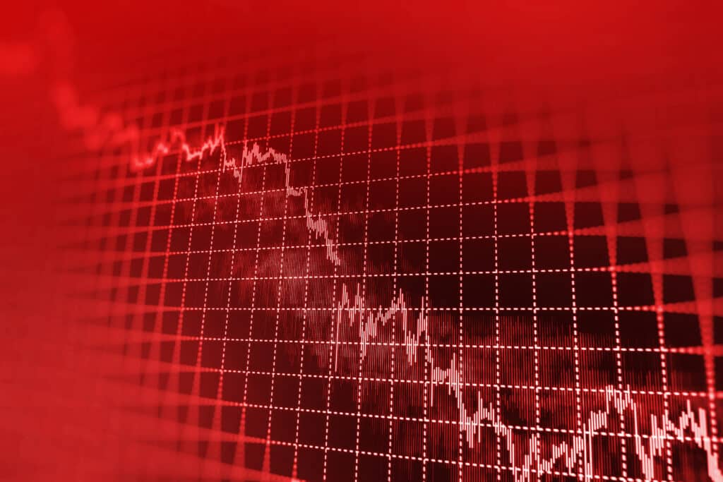 Stock,Exchange,Loss,Red,Screen.,Symbol,Of,Recession,,Falling,Prices,