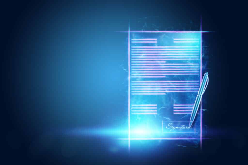 Concept,Of,Electronic,Signature,,Business,At,A,Distance,,Image,Of