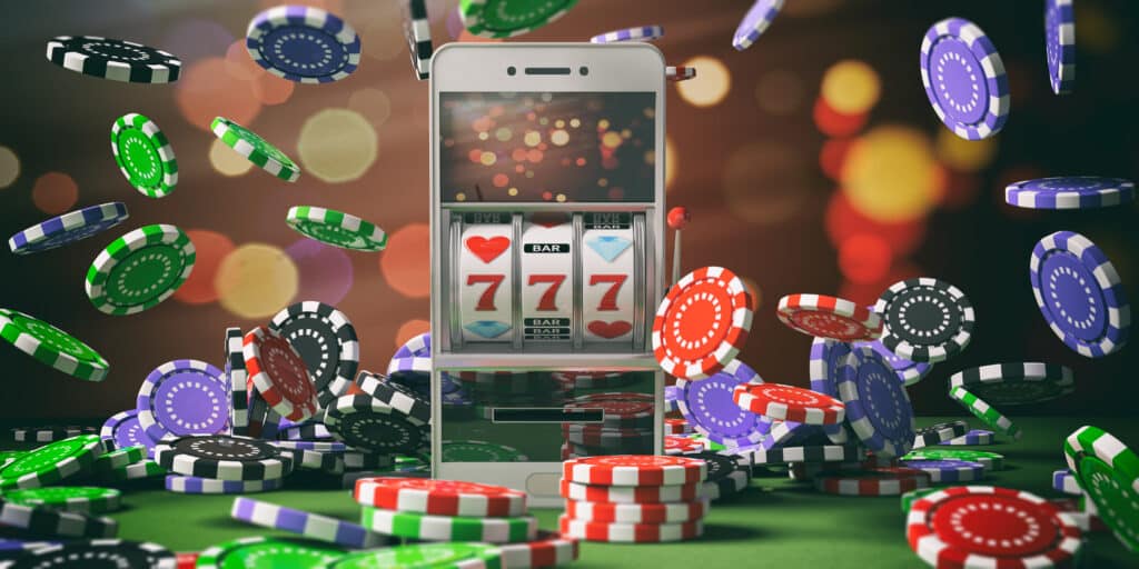 Online,Casino,Gambling,Concept.,Slot,Machine,On,A,Smartphone,Screen,