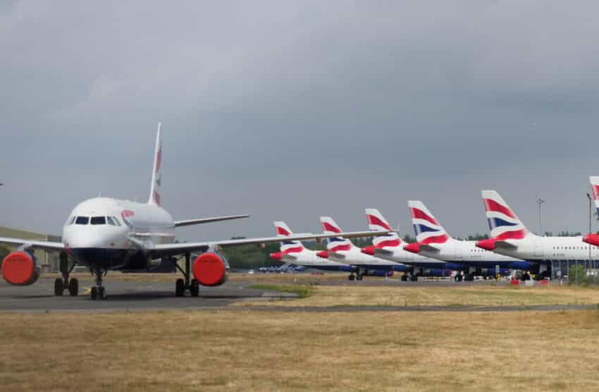 parked airplanes