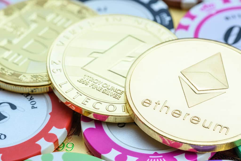 Crypto,Currency,,Blockchain,/,Digital,Money,Concept,:,Golden,Coins