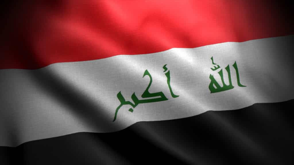 Close,Up,Waving,Flag,Of,Iraq.,Flag,Symbols,Of,Iraq.