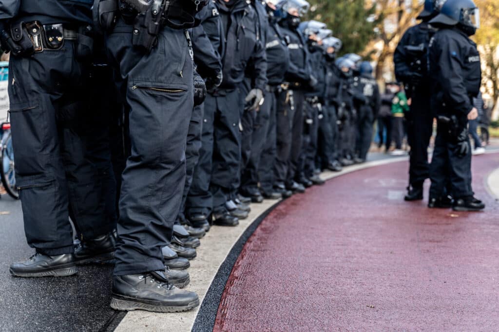 German,Police,Officers,With,Black,Boots,Standing,In,A,Row
