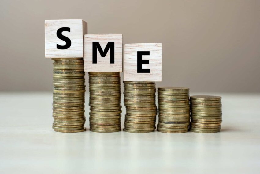 Sme,(,Small,Medium,Enterprise),Wooden,Cube,With,Golden,Coin