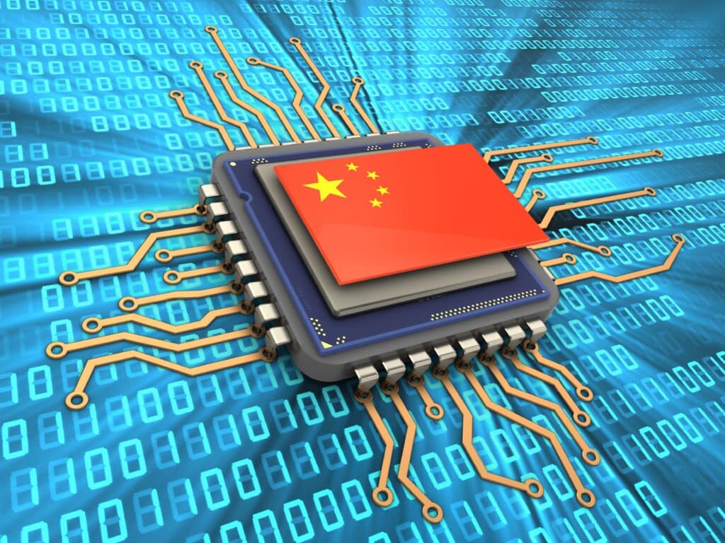 3d,Illustration,Of,Processor,Over,Digital,Background,With,China,Flag