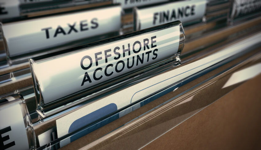 Folder,Tabs,With,Focus,On,Offshore,Account,Tab.,Business,Concept