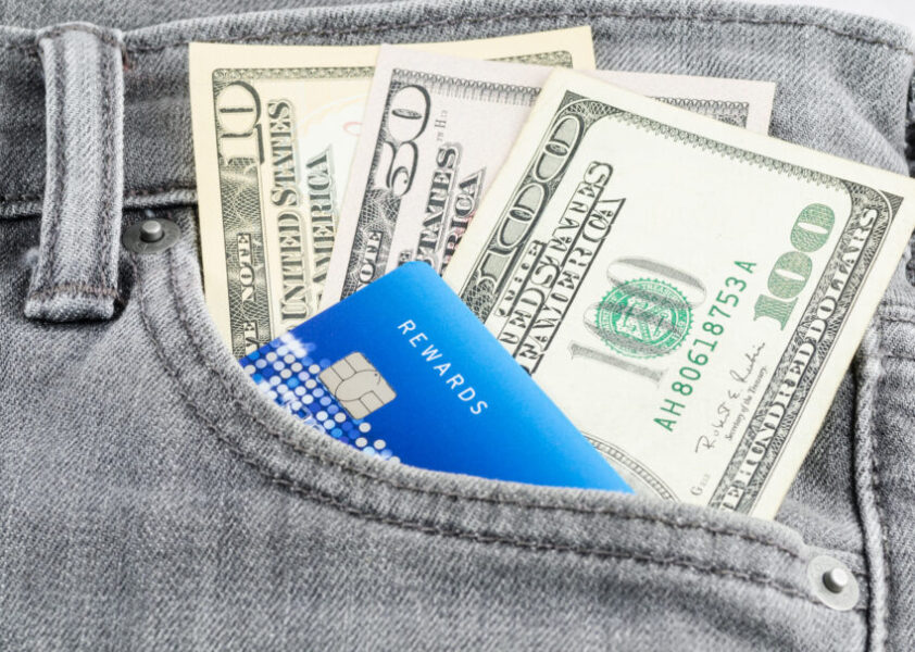 Us,Dollar,Banknote,And,Credit,Card,In,The,Grey,Jean