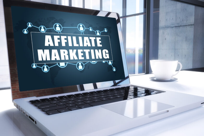 Affiliate,Marketing,Text,On,Modern,Laptop,Screen,In,Office,Environment.