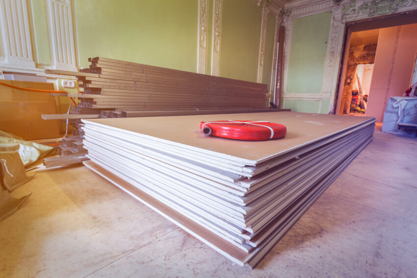 Construction,Materials,And,Sheets,Of,Plasterboard,Or,Drywall,Are,Prepared