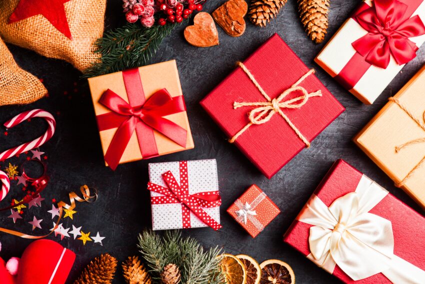 Christmas,Presents,On,Dark,Background