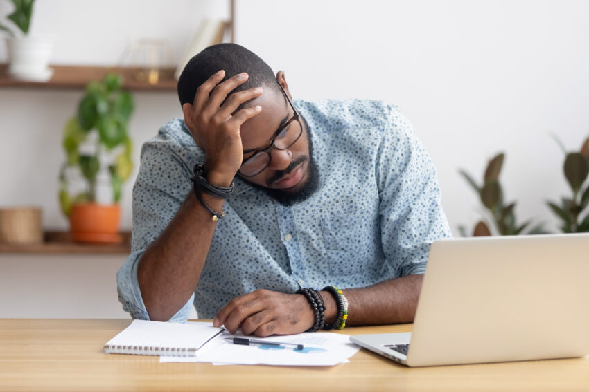 Tired,Depressed,Bored,African,Businessman,Frustrated,By,Business,Failure,Bankruptcy
