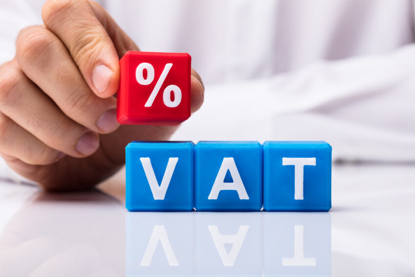Person’s,Placing,Red,Percentage,Block,Over,Vat,On,White,Background