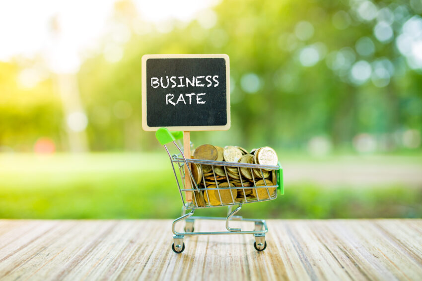 Business,Concept,:,Business,Rate,Word,On,Black,Board,With