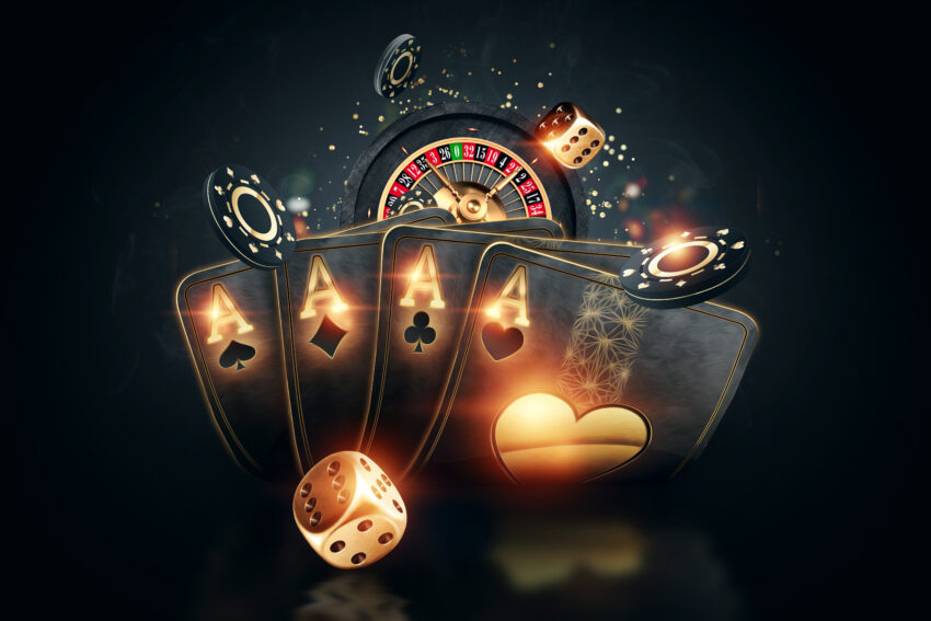 Creative,Poker,Template,,Background,Design,With,Golden,Playing,Cards,And