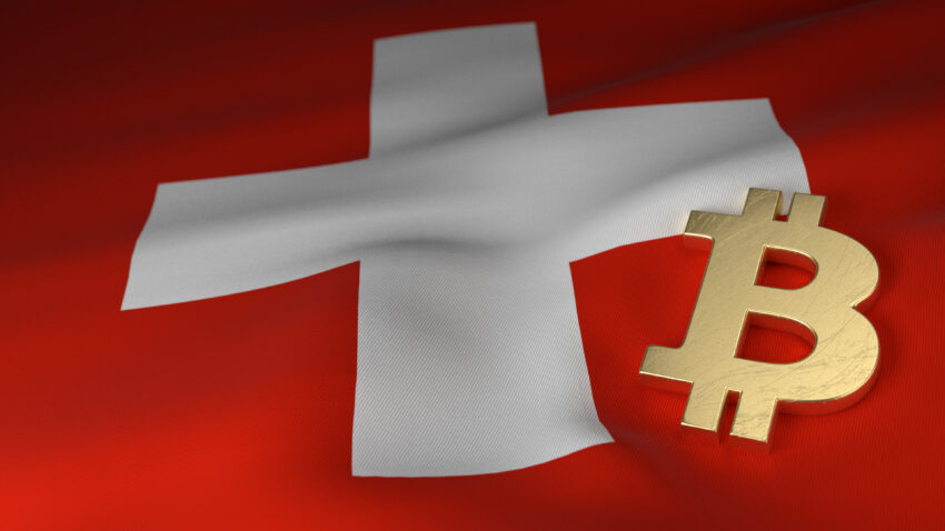 Bitcoin,Currency,Symbol,On,Flag,Of,Switzerland