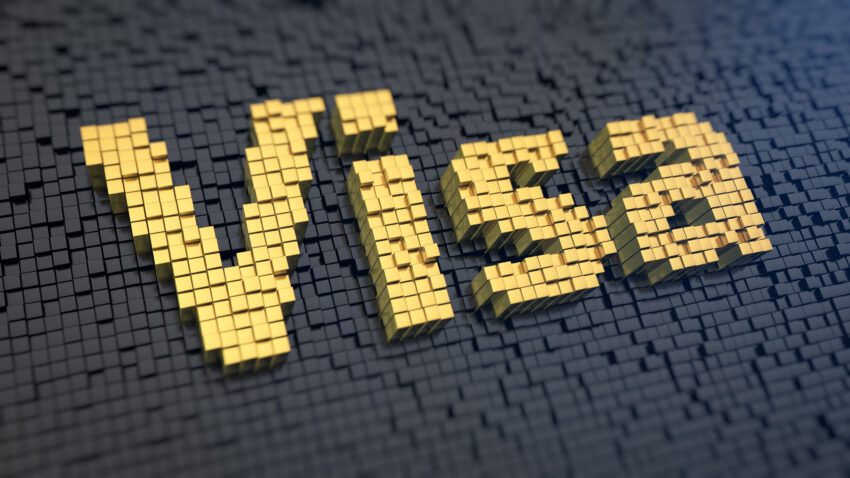 Word,’visa’,Of,The,Yellow,Square,Pixels,On,A,Black