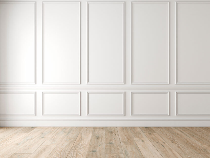 Modern,Classic,White,Empty,Interior,With,Wall,Panels,And,Wooden