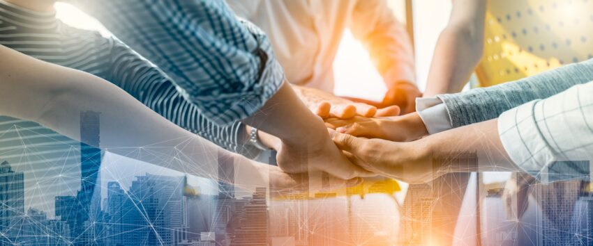 Panoramic,Teamwork,empathy,partnership,And,Social,Connection,In,Business,Join,Hand,Together